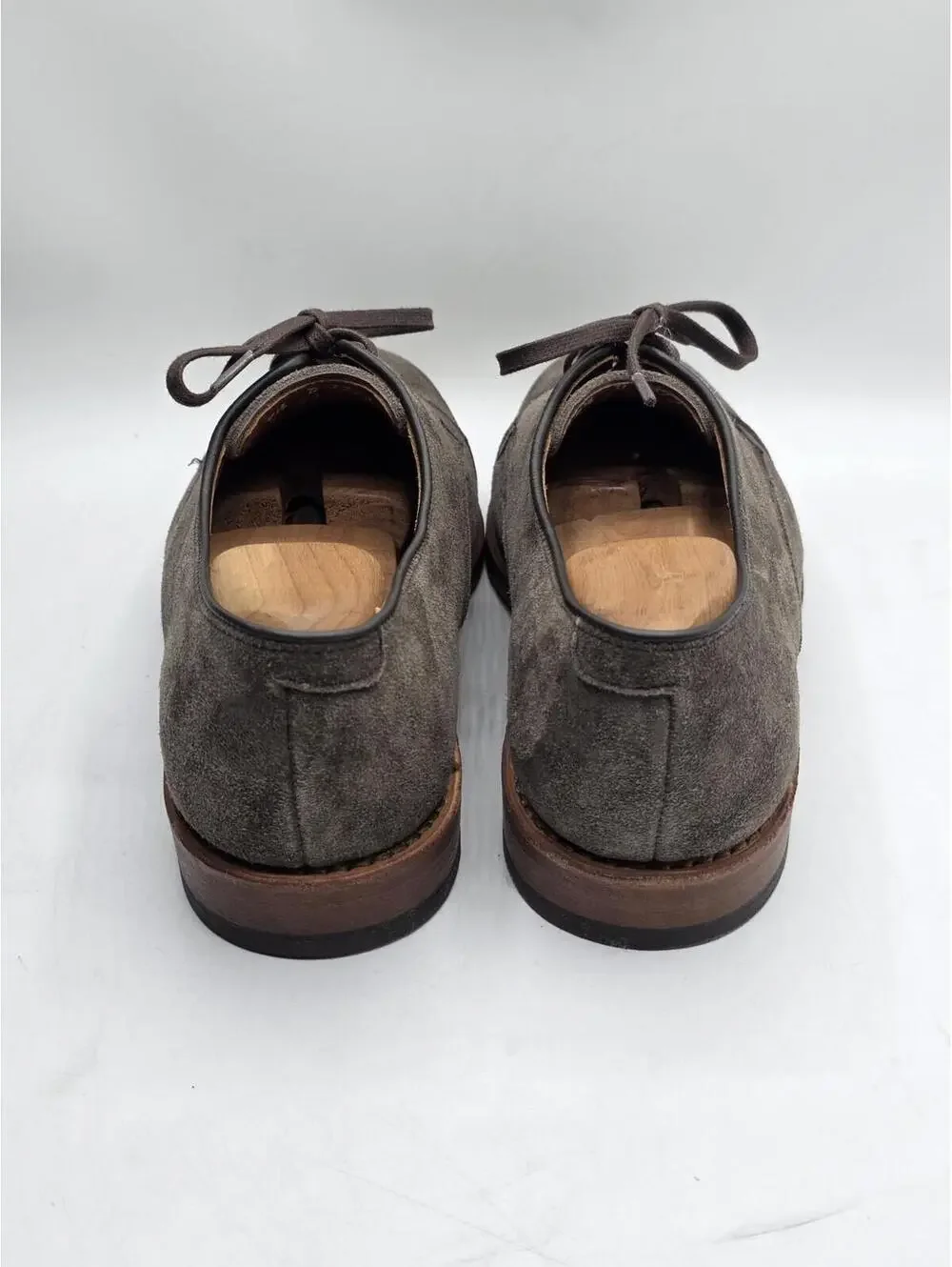 Vtg 2009 Allen Edmonds Tate Suede Cap Toe Derby 7.5 D Taupe Brown USA Box 3372